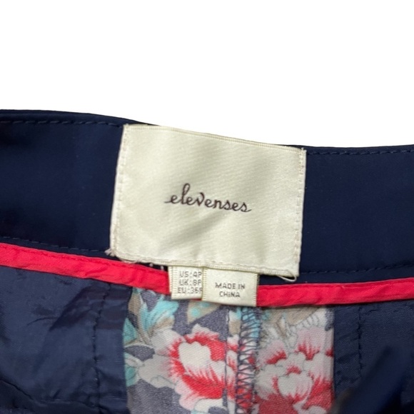 Elevenses Rare Silky Bird and Flower Print Tuxedo Stripe Pants 4 - Picture 5 of 11